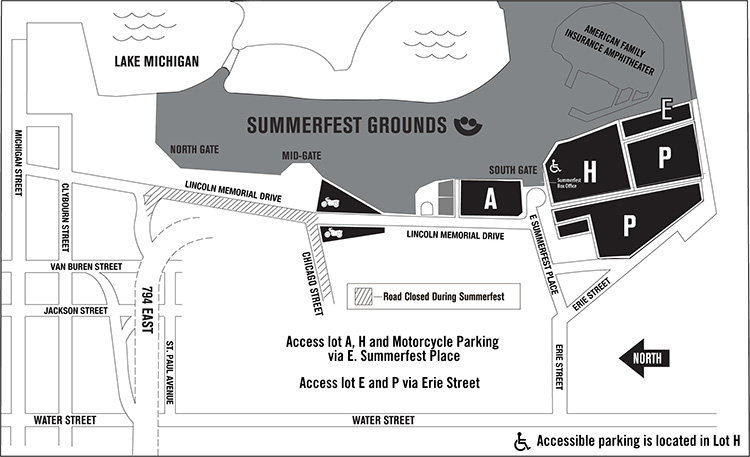 Map of Summerfest parking