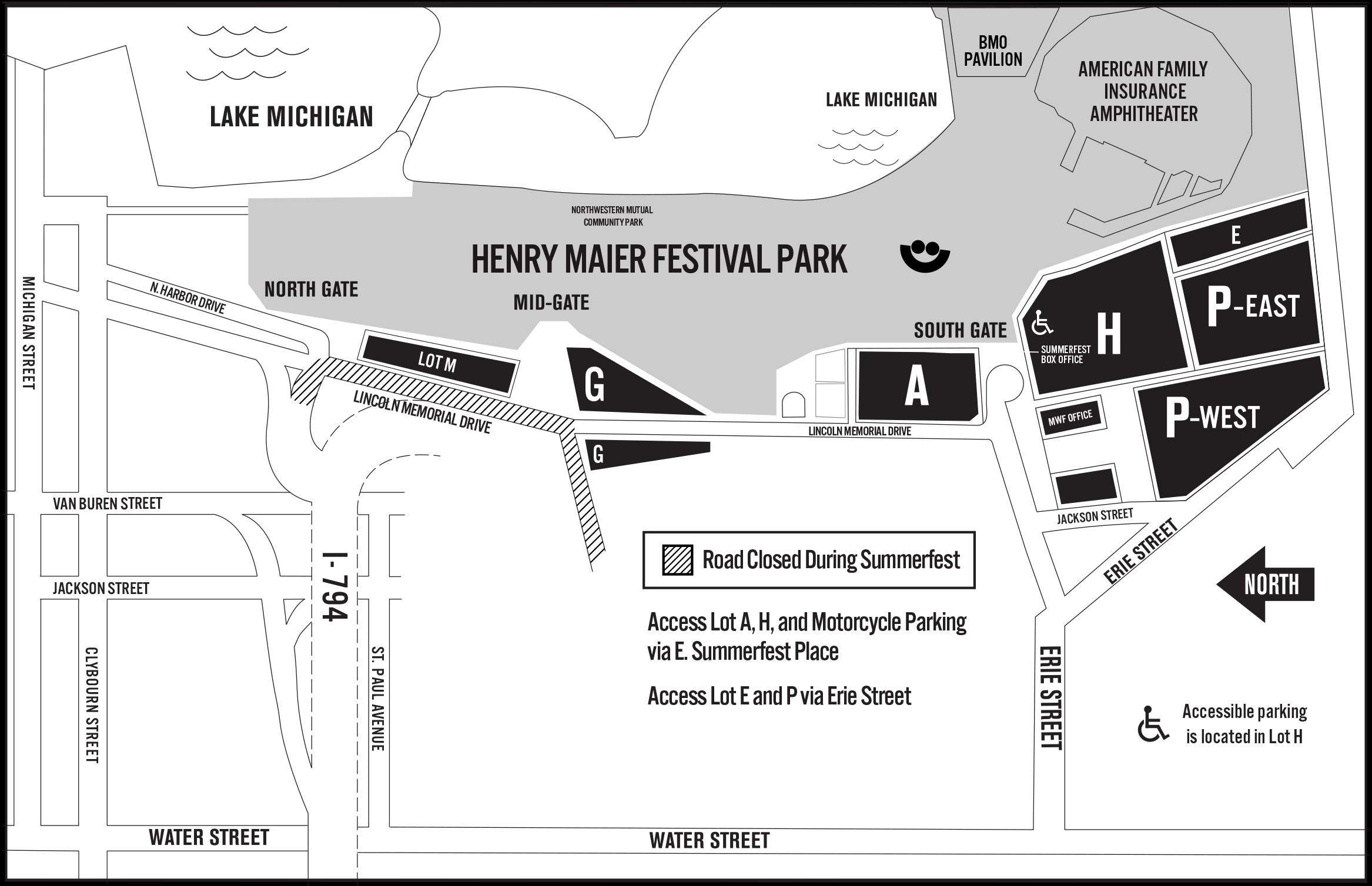 Map of Summerfest parking