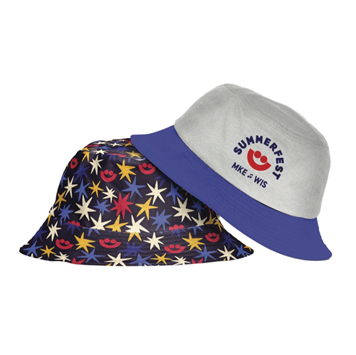 Picture of Natural/Blue Reversible Bucket Cap