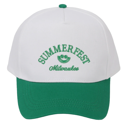 Picture of White/Green Five Panel Cap